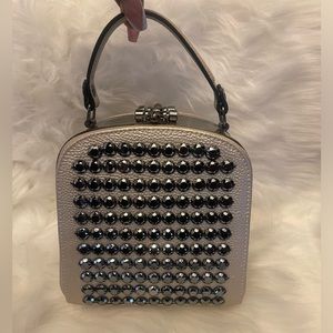Silver Vintage Handbag 👜 Tote with silver gem 💎 stones .Fashionable Handbag